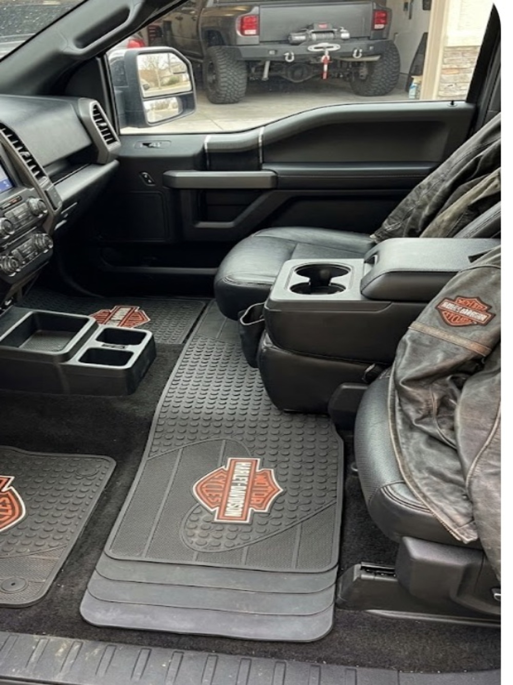 Harley-Davidson Black Rubber Bar Mat with Orange & White Logos